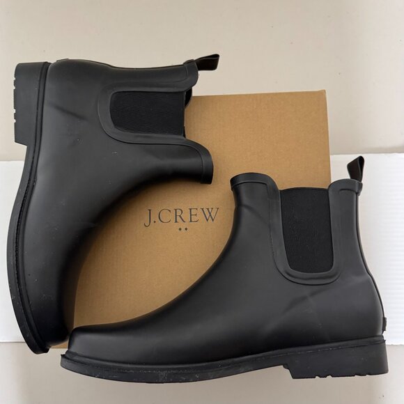 NIB JCrew Mercantile Chelsea Ankle Rain Boots Woman's sz 11 Black Lug Sole - Picture 2 of 13
